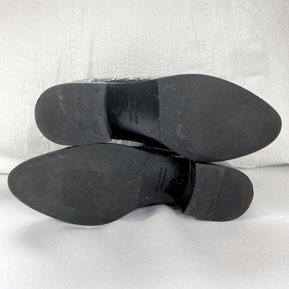 NWOT ATELIERS BLACK BRONX CROCO SNAKESKIN LEATHER CHELSEA BOOTIES - 7 - Picture 10 of 10